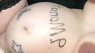 Pregnant Jessy Prego and young sub Lisa are in the mood for a Bukkake Party