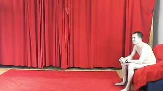 Redhead agent whore does sexy dance for a beginner guy