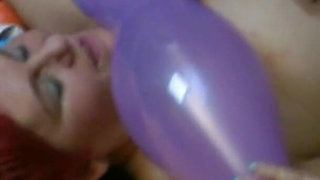 Handjob with Ejaculation Onto a Balloon, Which I Dutifully Lick Clean and of Course Swallow the Sperm Politely.