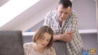 Old4k. natural minx is sated with the much senior sausage in her snatch