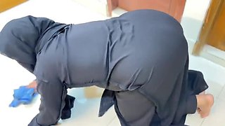 Arab Maid Stuck Under Chair Cleaning - Big Ass Hijabi Aria Mia Rough Anal Fuck