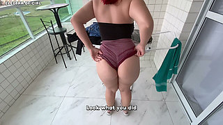 This hot maid, teases me with these short shorts, I got a hard dick
