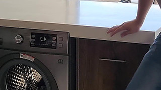 His Stepsister Needs Help with the Washing Machine, He Helps Her Undress and Fucks Her Tight Jeans