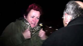 German blonde milf persuaded to have sex on the street