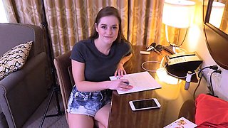 College Freshman Amber Gagged on Cock Before Taking a Hot
