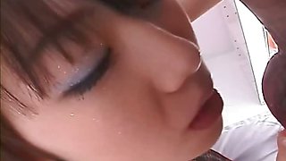 Sweet and innocent AV model sucking on a big cock for the