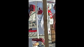 Sexy Amateur Topless Teen Voyeur Beach Close-up