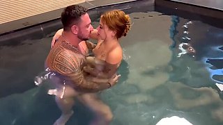 Hot Pool Makeout With Stepdad Leads To Blowjob And Cum In Mouth