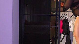 Caught His Stepmom Changing Into Sexy Pantyhose - Creampie