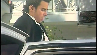 Sexy slut with nice tits gets fucked in the back of a limo