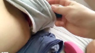 Smartphone personal shooting Fair-skinned x busty cute JD My girlfriend was sleeping, so it's a naughty prank .548