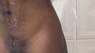 Ebony teen maid creampied in doggy style in the shower