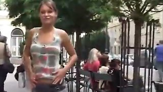 Girl flashing and pissing in public part 1