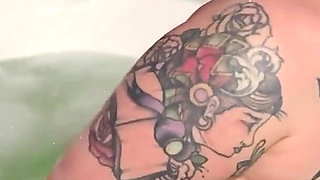 Big Ass White Girl Plays with BBC Toy in Bath
