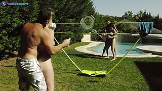 Group sex by the pool with girls Antonia Sainz and Damaris X