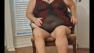 BBW Mature Redhead Nurse Vicki Models Lingerie