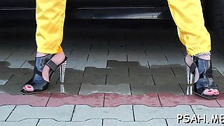 Playgirl licks and sucks a hard schlong then rides it wildy