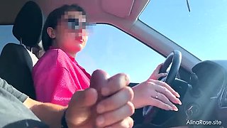 AlinaRose Risky Car Handjob - Stroking Cock While Driving in Public