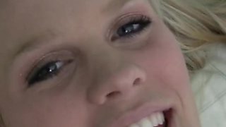 Blonde pregnant slut masturbating using purple dildo