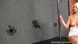 Emily Austin Blows Interracial Gloryhole Cock