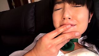 Beautiful Japanese schoolgirl takes a big shaft in her pussy