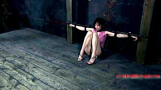 Pretty babe gets dominated and humiliated in sex dungeon BDSM