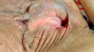 Big Ass White Granny Working Out and Showing Her Phat Booty and Meaty Pussy Close up