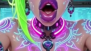 Cyberpunk Style Women Bouncing Boobs, Ai Animation