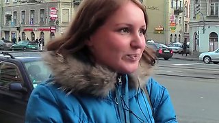 Tempting blonde chick is banged in a public toilet