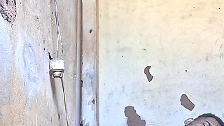 Skinny feels horny when he leans against the wall, and ends up cumming all over!
