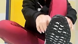 Teen slut foot fetish cock rub
