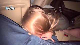 Risky fellatio in car during travel with duddys. Jizz in gullet - greatest Point of