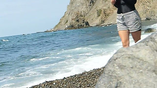 155 Caught on Beach: Sporty Girl in Crotchless Bodysuit Rides Stranger Hard