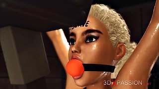 Strap-On Attack! Horny Lesbian Blonde Slut In Restraints Gets Fucked Rough