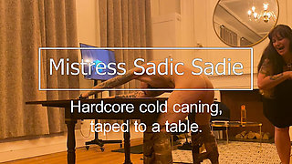 Cold Caning and Some Cute CBT Tied to a Table