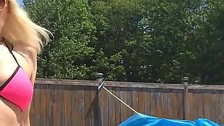 Poolside Bikini Tits Bouncing Orgasm