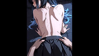 Nympho prince of AI sucking a dick with cumshot on her face.