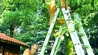 Outdoor Cock Worship - Mature Brunette Sucks Throbbing Dick