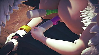 Angewomon BDSM Double Penetration : Digimon Hentai Parody