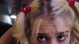 Blonde teen Kiara Knight hot POV blowjob and fucking on cam
