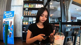 Cute amateur Thai teen sex in the hotel after Starbucks