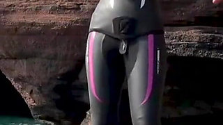 Diving in My Shiny Two-piece Wetsuit