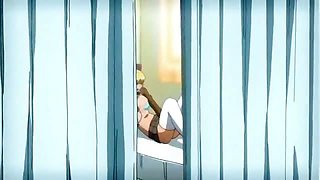 Babe stimulates pussy and cums in anime