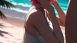 Pretty Ai Take Big Cock From Behind on the Beach.