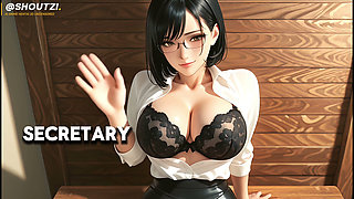 Mei the Hot Office Glasses Slut New Harem Girl Desk Blowjob Cowgirl Doggy Facial 4k120
