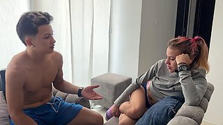 I take advantage of the fact that no one is home to give my stepsister a hard fuck in the kitchen