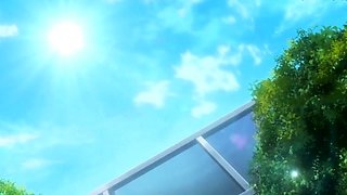 Innocent anime lady lets her lover in for the first time