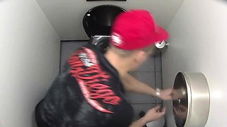 Three boys secretly filmed in a public toilet