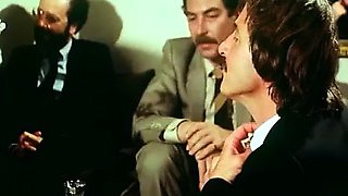 Guests in an intimate retro party watch fuck show