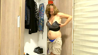 My Stepmother Undresses and Pees Before Putting on Her Bikini to Go to the Beach.